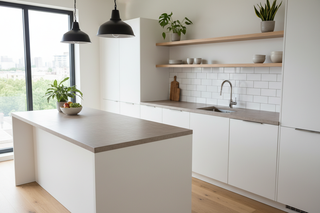 Concrete Effect Kitchen Countertop Vinyl