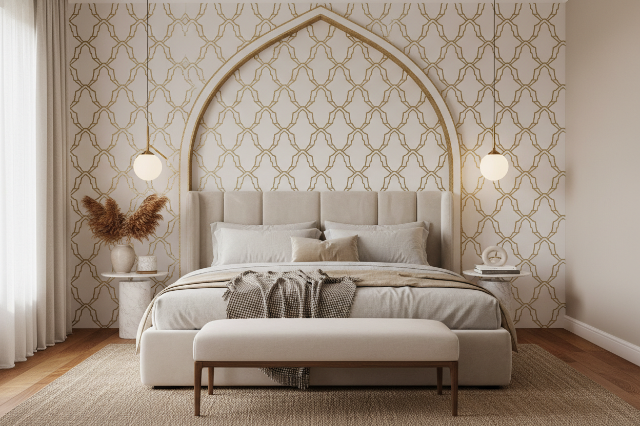 Geometric Arch Headboard Wall Panel