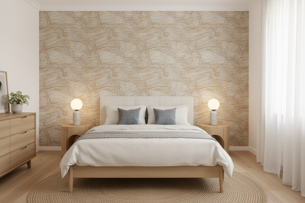 Natural Grasscloth Effect Wallpaper
